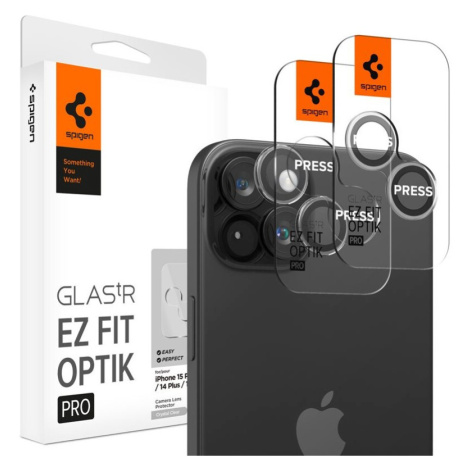 Spigen Glass tR EZ Fit Optik Pro 2 Pack tvrzené sklo na fotoaparát iPhone 15 Pro/15 Pro Max čiré