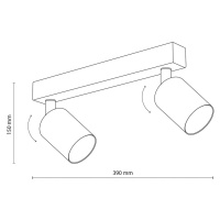 TK Lighting Stropní bodové světlo Top, nastavitelné, hnědé, lineární se dvěma světly