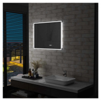 vidaXL Koupelnové LED zrcadlo dotykový senzor zobrazení času 80x60 cm