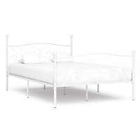 Rám postele s laťkovým roštem bílý kov 140x200 cm