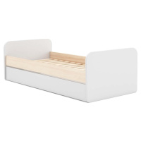 Bílá/přírodní dětská postel v dekoru borovice s výsuvným lůžkem a úložným prostorem 90x200 cm Es