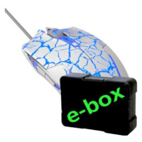 Myš drátová USB, E-blue Cobra, bílo-modrá, optická, 2500DPI, e-box