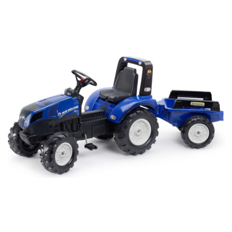 Traktor šlapací New Holland T8 modrý s valníkem s vlečkou