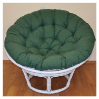 Papasan LUISA — ratan, látka, ⌀110 cm, bílá / více barev Tmavě zelený melír