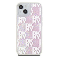 DKNY Liquid Glitter Checkered Pattern Zadní Kryt pro iPhone 15 Pink