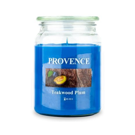Provence Vonná svíčka ve skle 95 hodin teakové dřevo a švestka