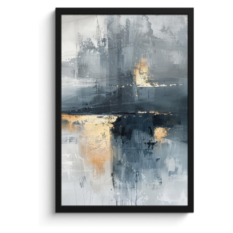 MuchoWow PLAKÁT V RÁMU Umění - šedá - zlatá - abstraktní 40x60 cm