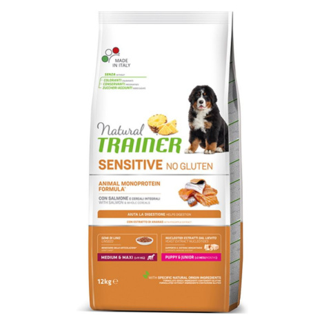 Natural Trainer No gluten puppy&junior medium/maxi losos granule 12 kg