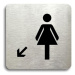 Accept Piktogram "WC ženy vlevo dolů" (80 × 80 mm) (stříbrná tabulka - černý tisk bez rámečku)