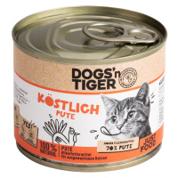 Dogs'n Tiger Adult Cat 12 × 200 g - výhodné balení - lahodné krůtí