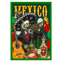Ilustrace Colorful poster with Mexican musician, IMOGI, 30x40 cm