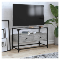 vidaXL TV skříňka se skleněnou deskou šedá sonoma 80x35x51 cm kompozit