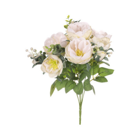 Umělá kytice Čajová růže v pugetu 34 cm, krémová Asko