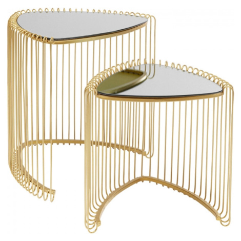 KARE Design Odkládací stolek Wire Triangle - zlatý (set 2 kusů)
