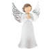 Polyresinový anděl s kovovými křídly bílá, 12 x 7 cm