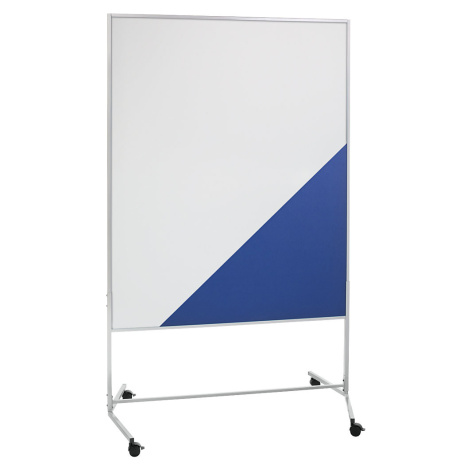 eurokraft basic Mobilní přednášková stěna, textilní potah / bílá tabule, š x v 1200 x 1500 mm, m