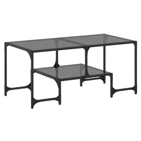 vidaXL Konferenční stolek černá skleněná deska 98,5 x 50 x 45 cm ocel