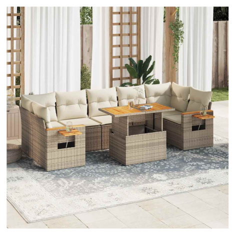 vidaXL 8dílná zahradní sestava s poduškami béžová polyratan akácie