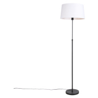 Stojací lampa černá s bílým plátěným stínidlem nastavitelným 45 cm - Parte