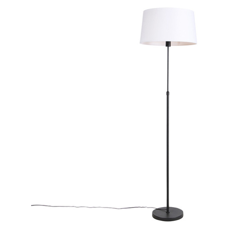 Stojací lampa černá s bílým plátěným stínidlem nastavitelným 45 cm - Parte QAZQA