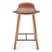 Barová židle, výška 65 cm, přírodní dub, kůže v barvě koňaku - Eva Solo