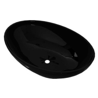 Luxusní keramické oválné umyvadlo - 40 × 33 cm - černé