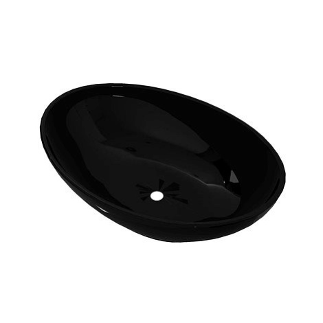 Luxusní keramické oválné umyvadlo - 40 × 33 cm - černé SHUMEE