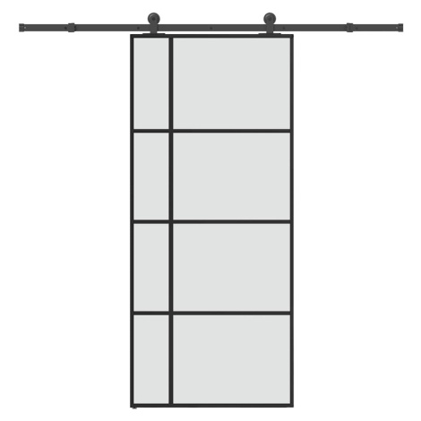 vidaXL Posuvné dveře s kováním 90x205 cm ESG sklo a hliník