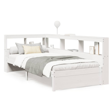 vidaXL Postel s knihovnou bez matrace bílá 100x200 cm masivní borovice