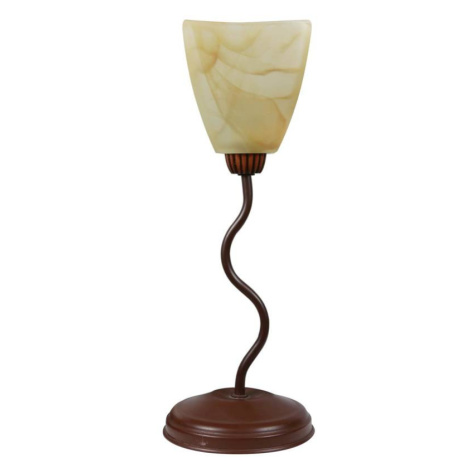 Stolní lampa hnědá noční lampa skleněné stínidlo 40W E14 CANDELLUX