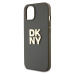 DKNY PU Leather Stack Logo Wrist Strap kryt iPhone 13 hnědý