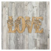 Dřevěná nálepka na zeď - nápis Love s květy