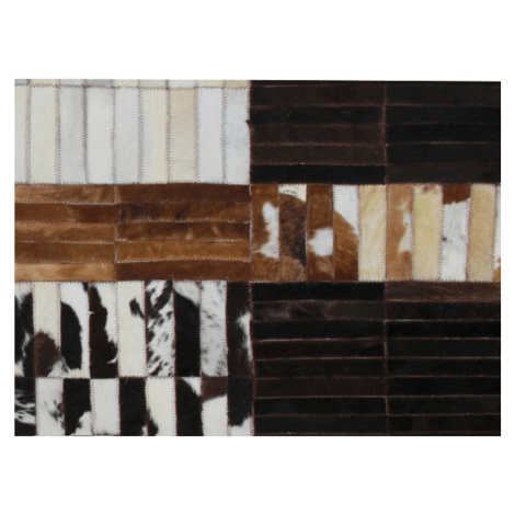 Luxusní kožený koberec, černá/hnědá/bílá, patchwork, 171x240, KŮŽE TYP 4 Tempo Kondela