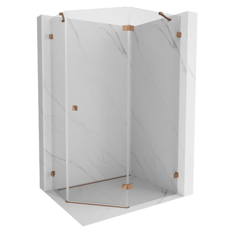 MEXEN/S Lunar sprchový kout pětiboký křídlový pravá 80 x 90, transparent, růžové zlato 831-080P-