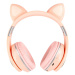 Oxe Bluetooth bezdrátová dětská sluchátka s ouškama, růžová H-807-P
