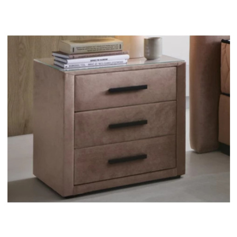 Vysoký noční stolek Reve, tmavě růžová látka Asko