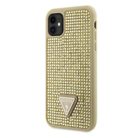 Guess Rhinestones Triangle Metal Logo Kryt pro iPhone 11 Gold