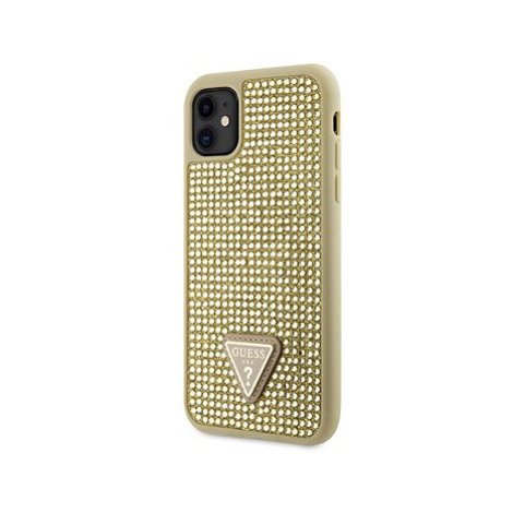 Guess Rhinestones Triangle Metal Logo Kryt pro iPhone 11 Gold