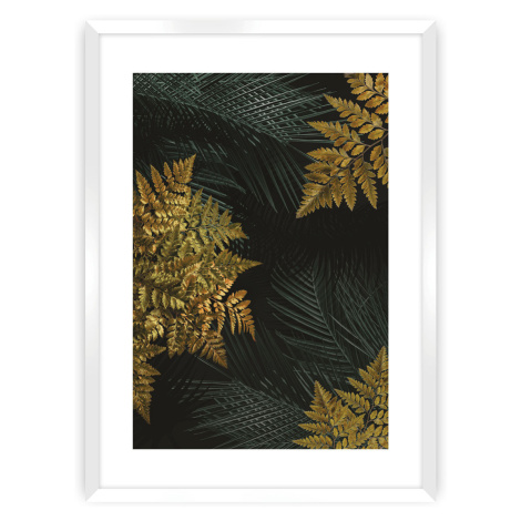 Dekoria Plakát Golden Leaves II, 40 x 50 cm, Zvolit rámek: Bílý