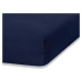 Námořnicky modré elastické prostěradlo s vysokým podílem bavlny AmeliaHome Ruby, 100/120 x 200 c