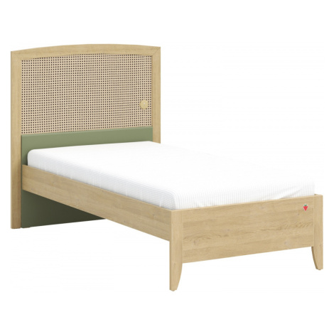 Studentská postel 100x200cm s čelem habitat - dub/zelená