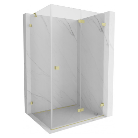MEXEN/S Lunar-F sprchový kout skládací dveře pravá 95 x 80, transparent, zlato kartáčovaná 836-0