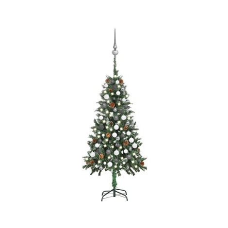Umělý vánoční stromek s LED sadou koulí a šiškami 150 cm SHUMEE