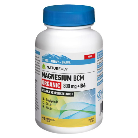 NatureVia Magnesium Organic BCM 800 mg + B6 90 kapslí