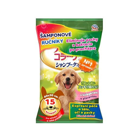 Japan Premium šamponové ručníky pro expresní koupání bez vody s placentou, 15 ks