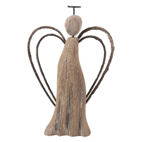 Dřevěná dekorace anděl s drátěnými křídly M Celpas – 11x3x18 cm Clayre & Eef