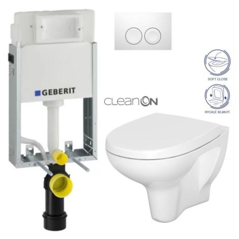 Geberit KOMBIFIX Basic tlačítko DELTA 21 Bílé WC CERSANIT ARTECO + SEDÁTKO 110.100.00.1 21BI AT1