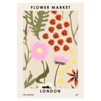 Ilustrace Flower Market London, NKTN, 30 × 40 cm