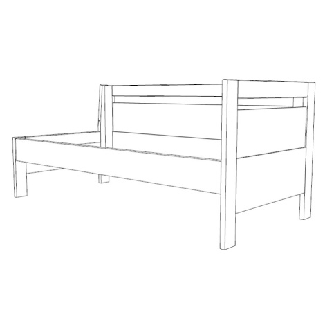 Postel BMB Tina s vysokým pravým čelem - Masivní Buk Rozměr: 90x200 cm, Provedení rohů: Oblé, Mo