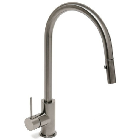 Dřezová baterie SAT Aurum s vytahovací sprškou, 2 proudy broušený gun metal SATBAUR286BGM
